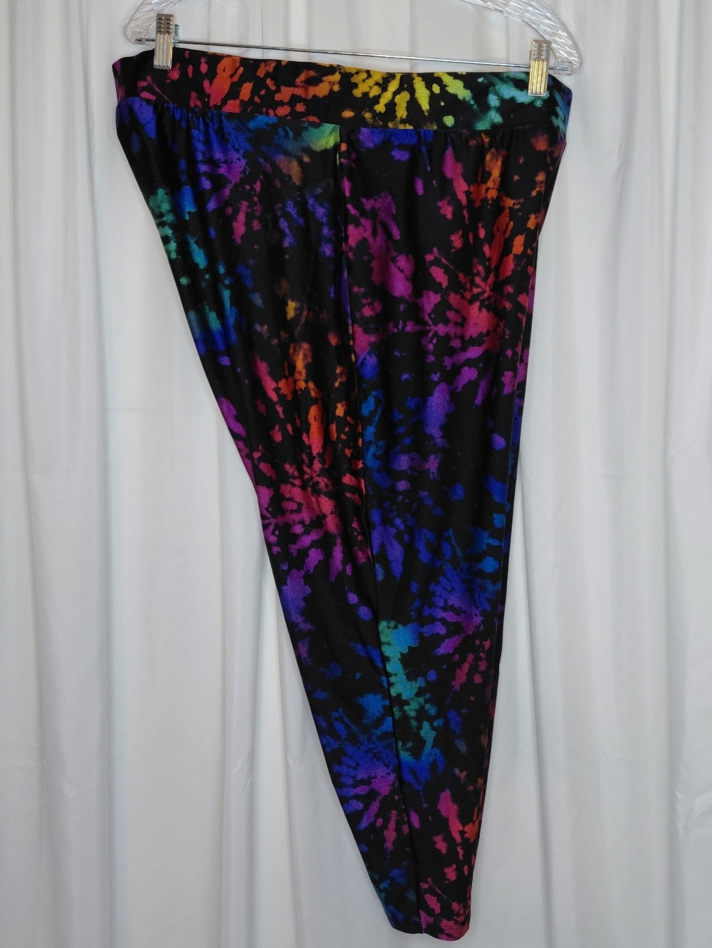 torrid Crop Black Multicolor Rainbow Tie-Dye Stretch Spandex Nylon Leggings - Picture 12 of 14